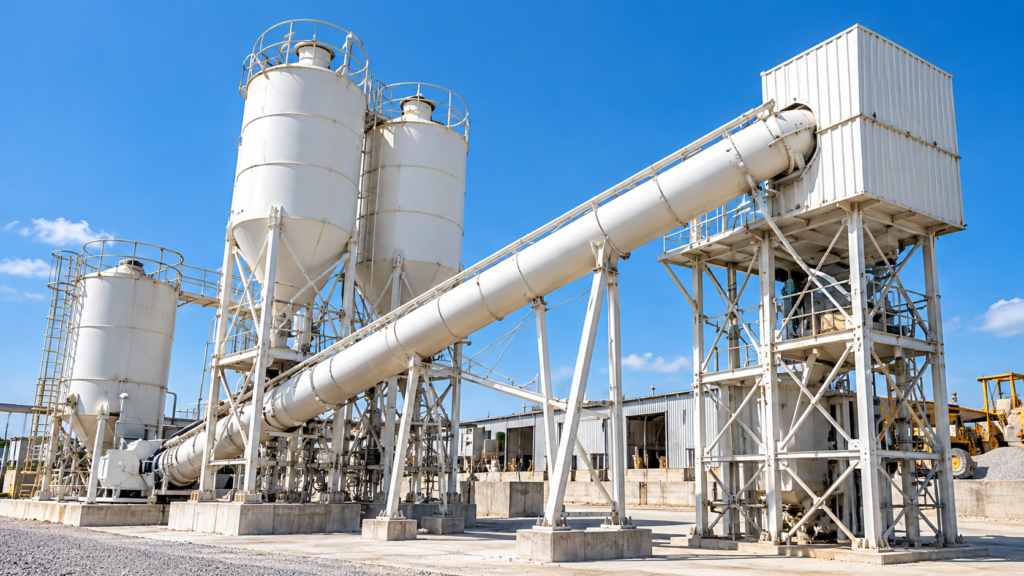 Cement silos and enclosed conveyor