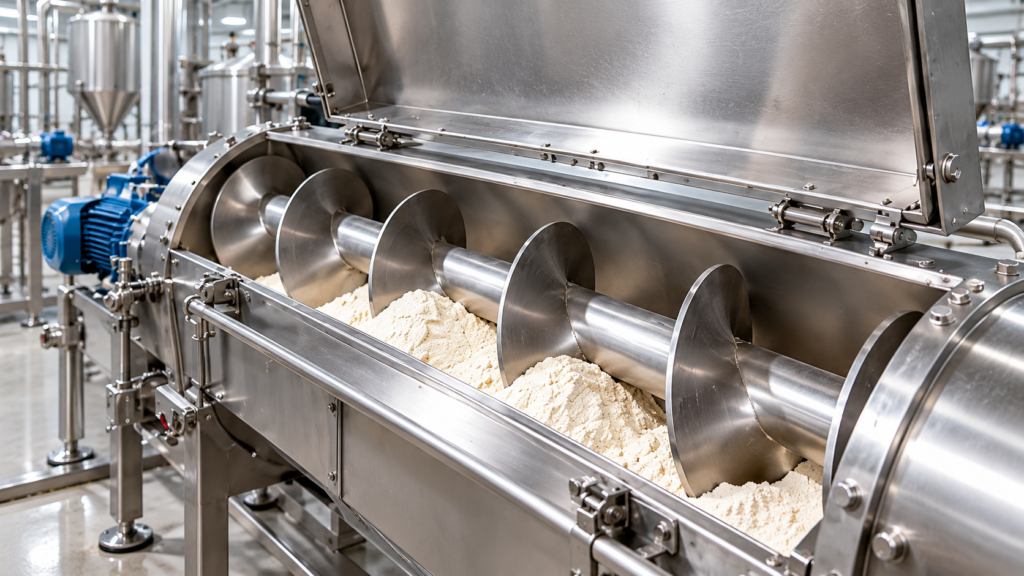 Stainless Flour Conveyor Under Inspection